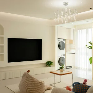 Grey and Cream Kitchen Cabinets in Modern Minimalist Style PLCC24016